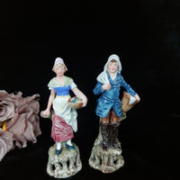 Thumbnail for Antique Figurine Couple Wittmann & Roth Wife & Fisherman Figurines Porcelain0