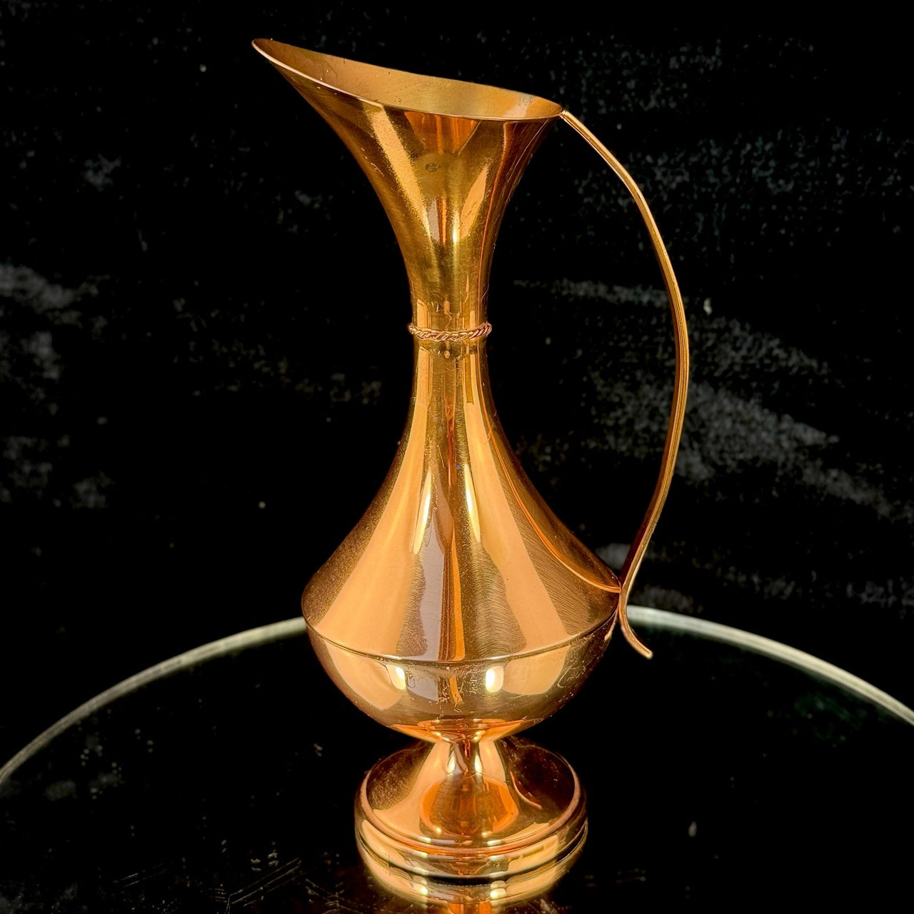 Vintage Copper Pitcher Vase 8.5" Mid-Century Modern Ewer Twisted Rope Neck Jug3