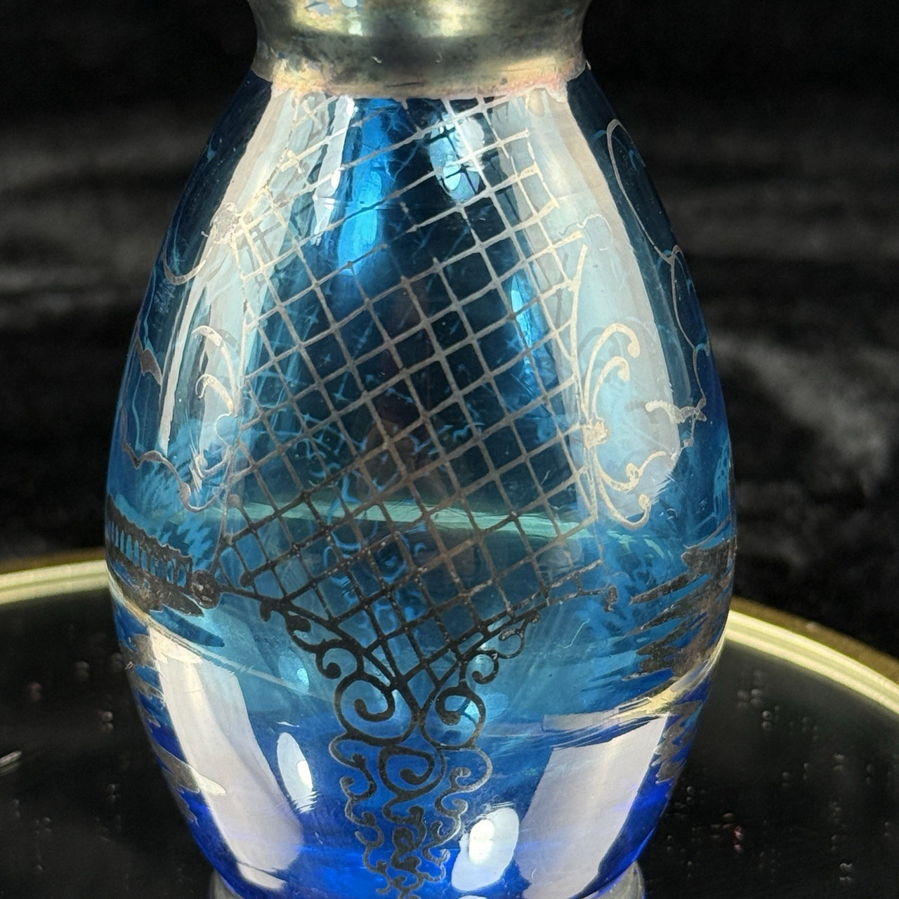 Schott Zwiesel Blue Glass Vase Florida Design Heinrich Löffelhardt Vintage 5”5