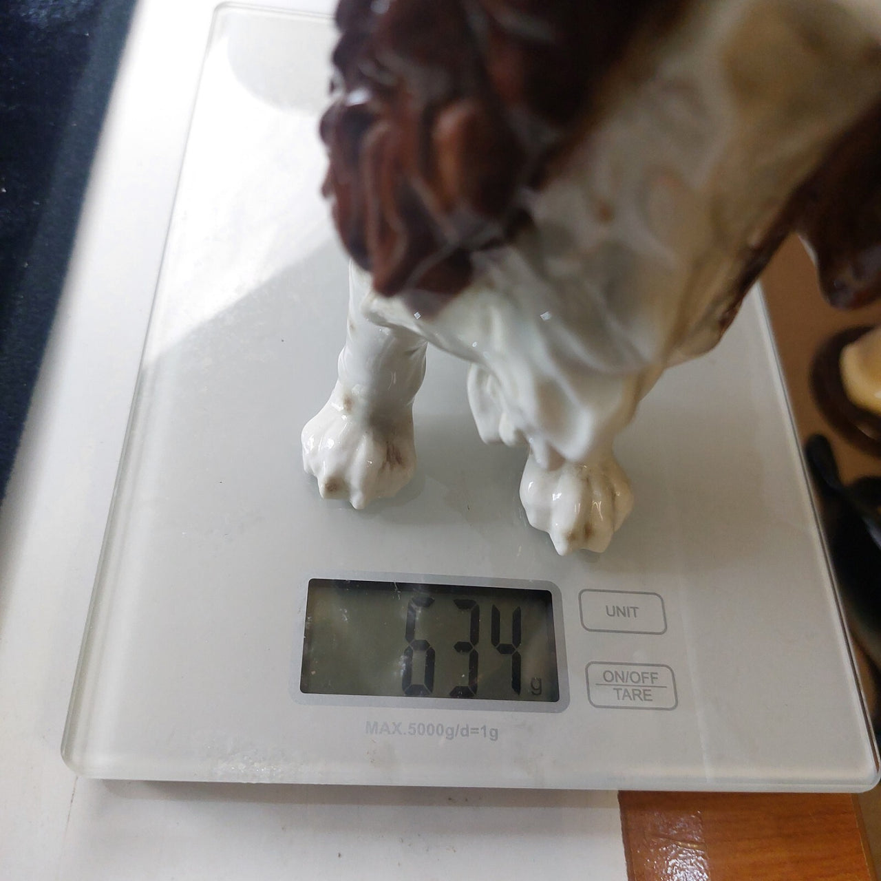 Goebel Spaniel Dog Figurine Porcelain Germany Brown White 9" Vintage Statue 197515