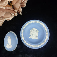 Thumbnail for Wedgwood Jasperware White & Blue Collectible Egg with Dish 1978 Trinkets Boxes/5