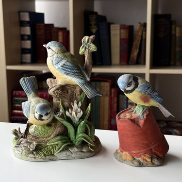 Alfretto Porcelain Blue Tit Bird Figurines Set of 2 Collectors Series 7