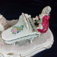 Thumbnail for Dresden UNTERWEISSBACH Girl Singing and Musician Porcelain Lace Figurine Group.9