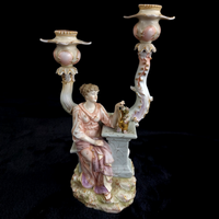 Thumbnail for Porcelain Sitzendorf Candelabra Lady Figurine candle Gold Gilt Antique German0