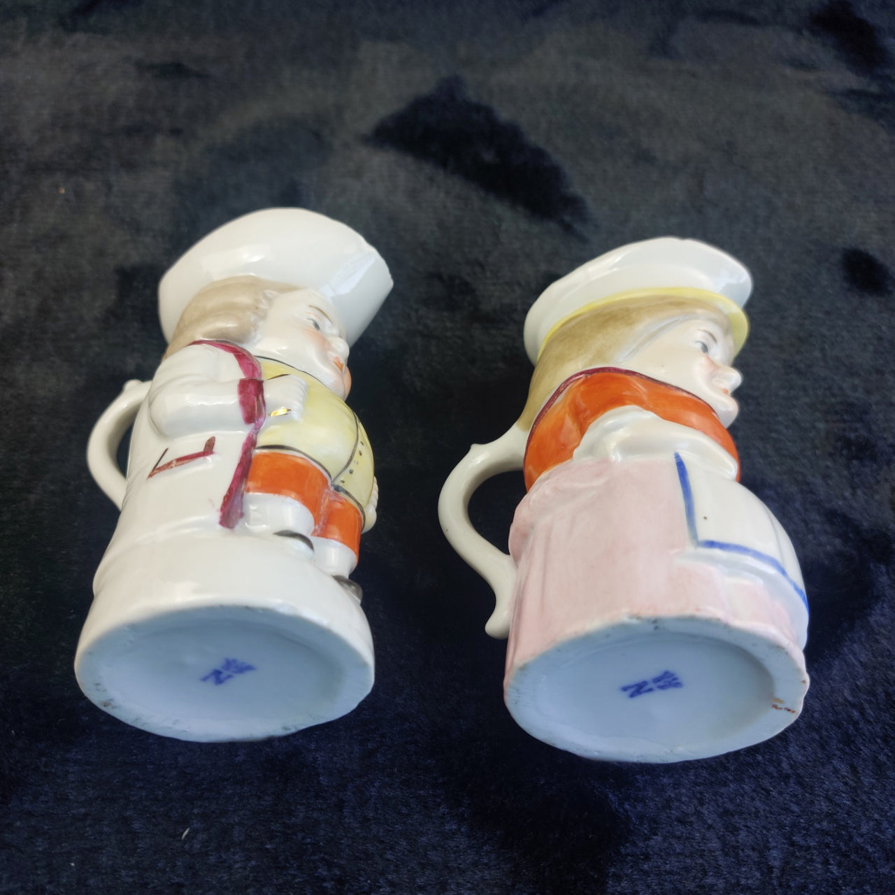 Z Crown Marked Porcelain Toby-Style Character Jugs Pair Approx 4.5in9