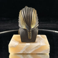 Thumbnail for 1920s Pharaoh Bronze Bust Tutankhamun on Marble Base Egypt Figurine Decor B5