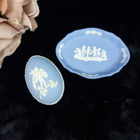 Thumbnail for Wedgwood Blue Jasperware Pin & Trinket Egg Dish see pictures Vase United Kingdom3