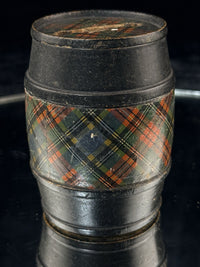 Thumbnail for Antique Mauchline Ware Barrel Bank – Castle St Aberdeen, Scottish Tartan c1890s2