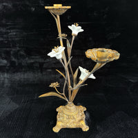 Thumbnail for Italian Style Bronzed Brass Floral Candlestick White Ceramic Flowers gift 40cm5