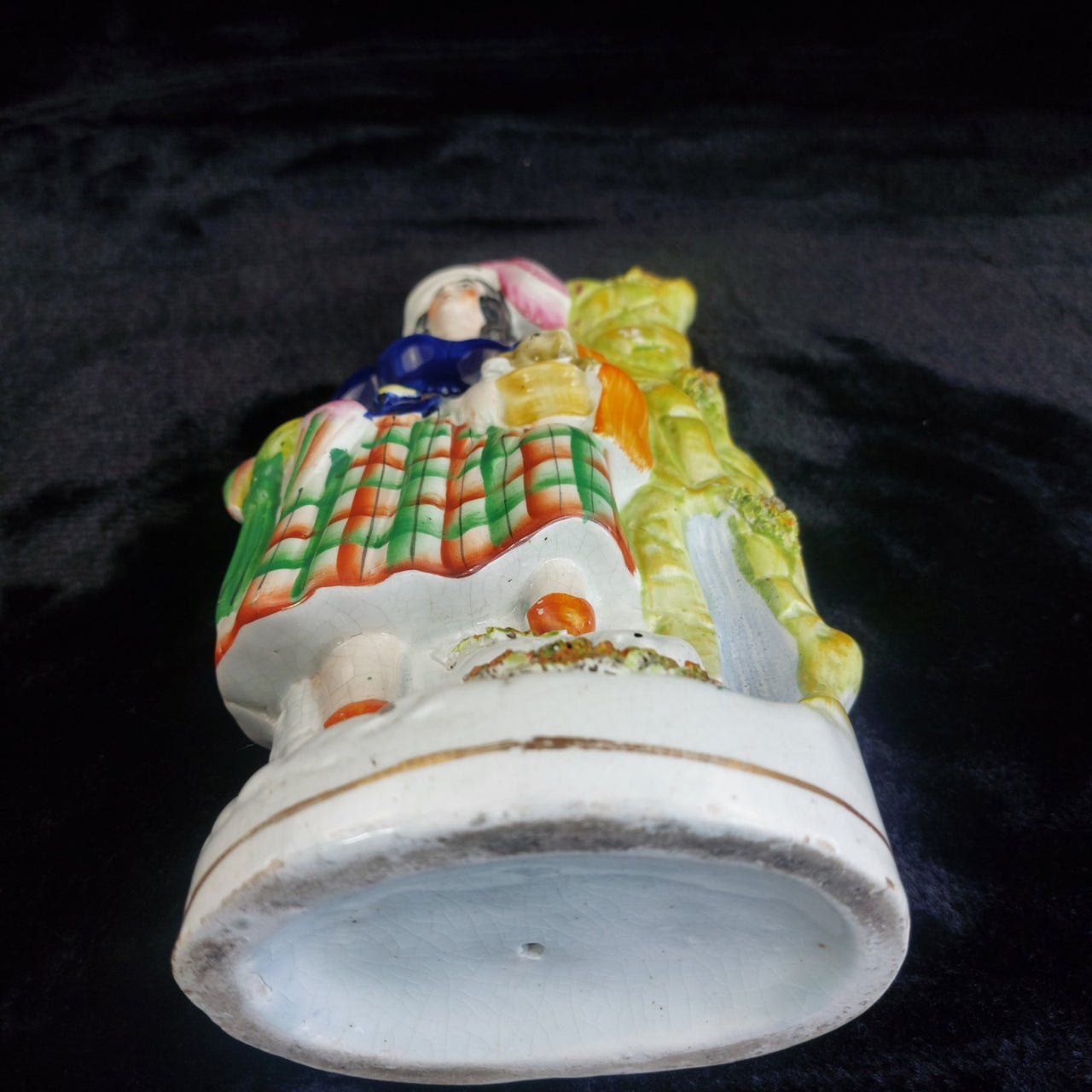 Staffordshire antique Figurine Lady Rabbit Basket Porcelain Statue 10" Victorian8