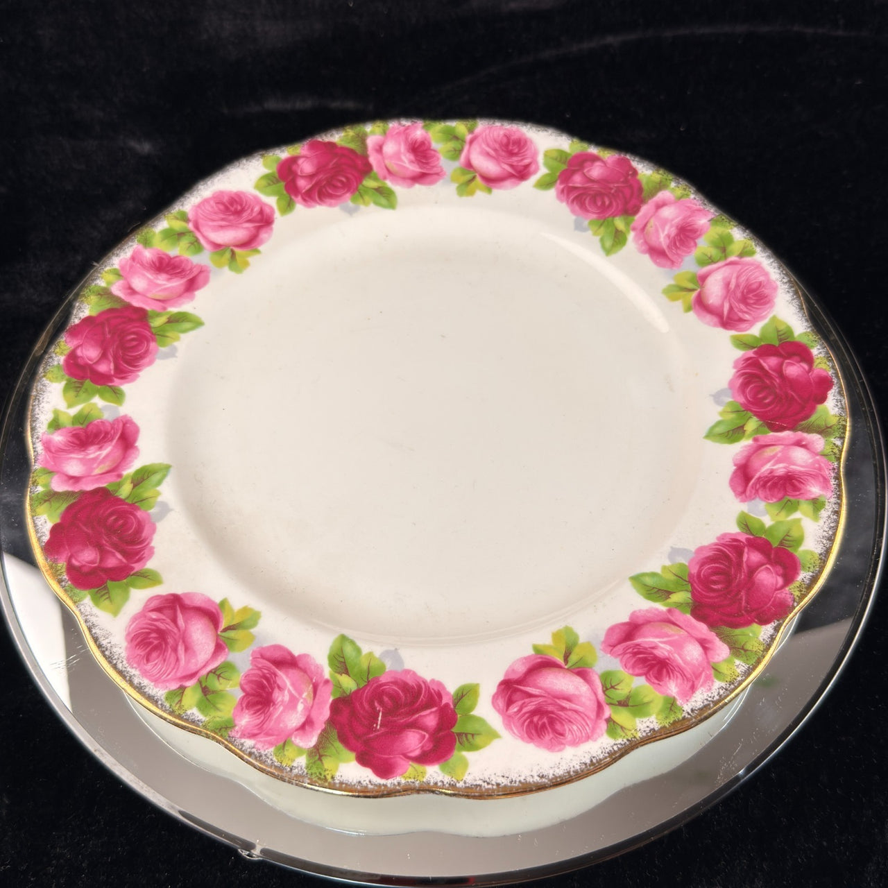 Royal Albert Pink Rose tea set of 3 &serving plate England stunning 7p tea set 14