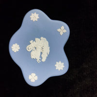 Thumbnail for Wedgwood Blue Jasperware Trinket Small Box Pentagon , Cherub Mot & Floral .1