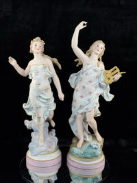 Thumbnail for Augarten Vienna Porcelain Musician Ladies Figurines Lyre Pair Austria Antique8