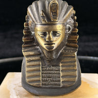 Thumbnail for 1920s Pharaoh Bronze Bust Tutankhamun on Marble Base Egypt Figurine Decor B7