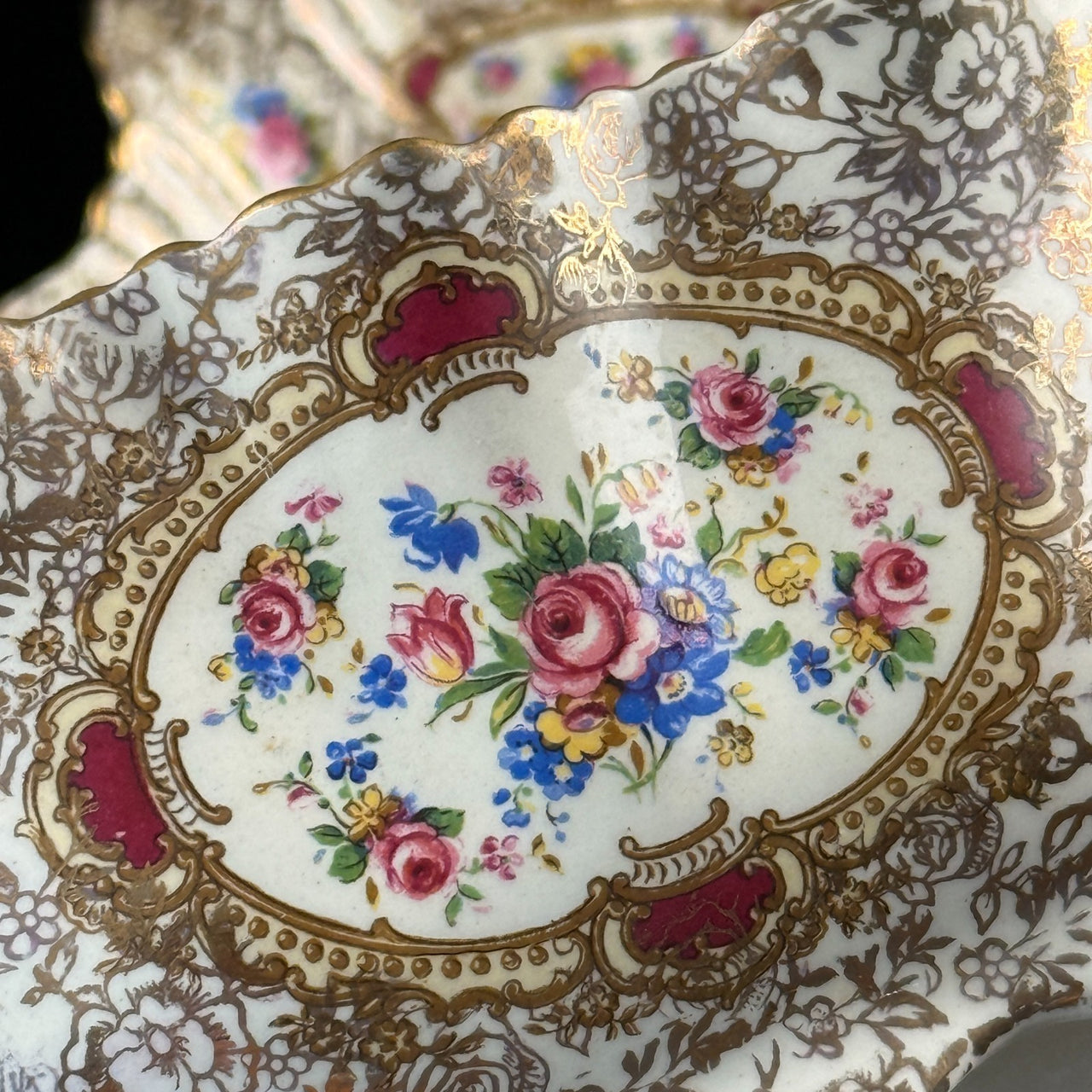 James Pompadour Kent Chelsea Bowls x6 Center Dish Vintage Floral Gilt Set Large7