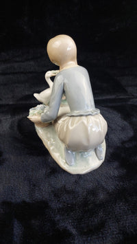 Thumbnail for Lladro Girl Feeding Geese Porcelain Figurine 1278g Glazed Ducks bookcase decor16