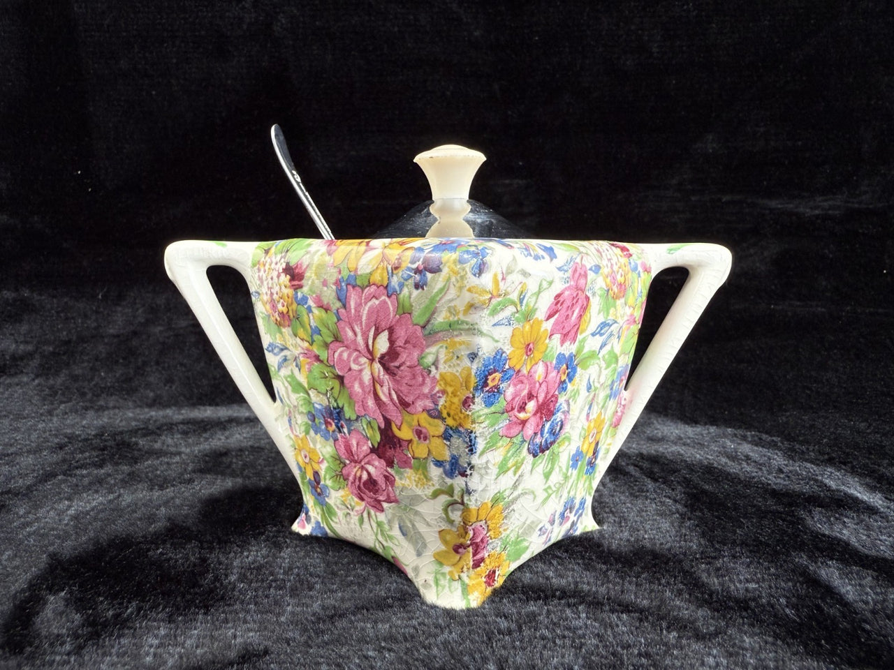 Stunning Midwinter "Brama" Floral Chintz Sugar Bowl with Spoon & Lid Medium5