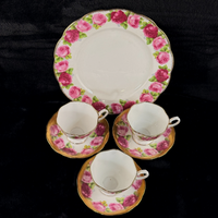 Thumbnail for Royal Albert Pink Rose tea set of 3 &serving plate England stunning 7p tea set 0