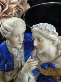 Thumbnail for German Antique Porcelain Figurine: Rococo Couple at Tea by Scheibe-Alsbach 18th23