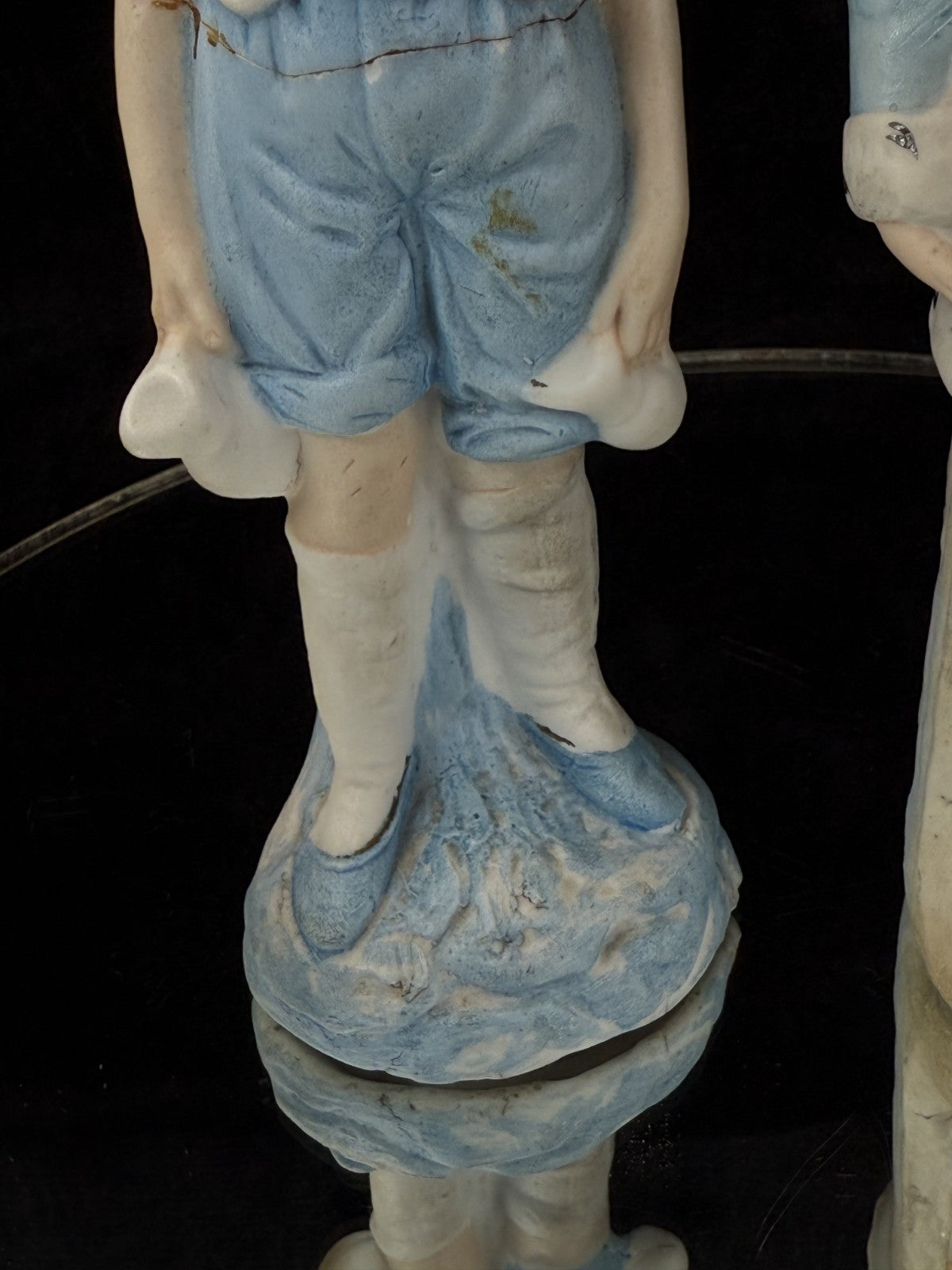 Antique 19th c German Porcelain Figurine Pair Two Children Bisque &Glazed Finish15