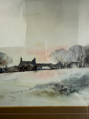 Rustic Charm: An Original Michael Salthill Watercolor Landscape Paper Print.1