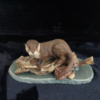 Thumbnail for Border arts fine Edmann 1978 Limited Otter Sculpture 306/350 Stone Base Wil3