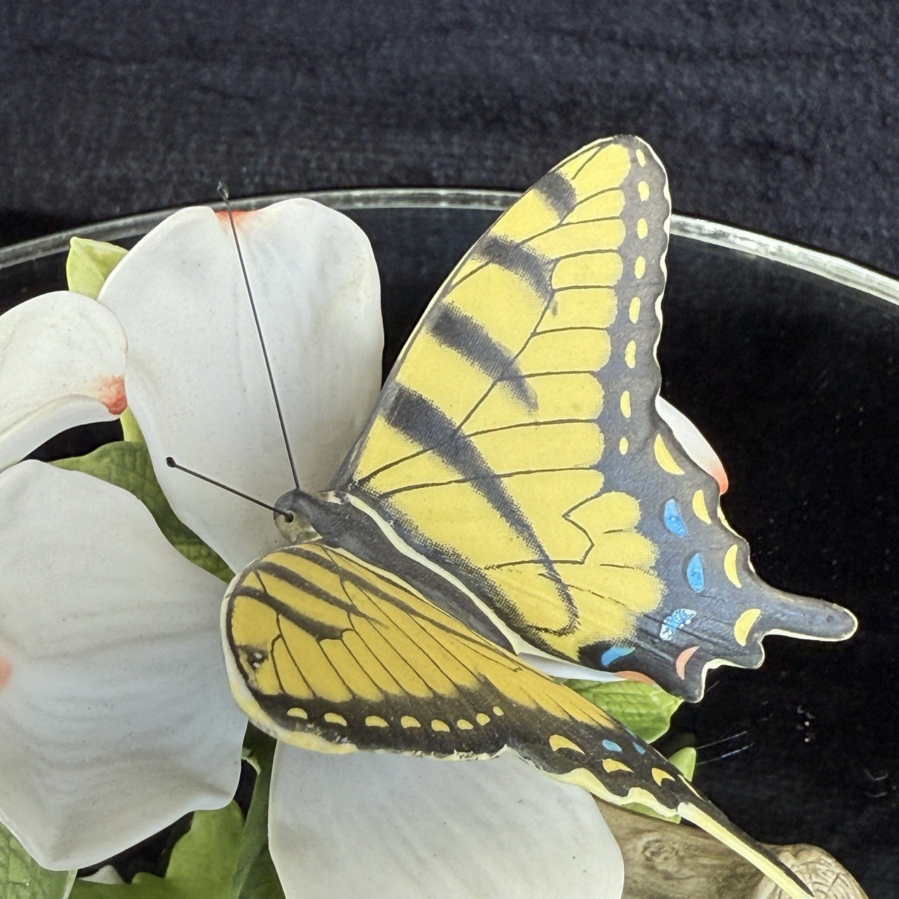 1982, Ian by D. Loe "The Tiger Swallowtail" Dogwood Porcelain Flower Butterfly2