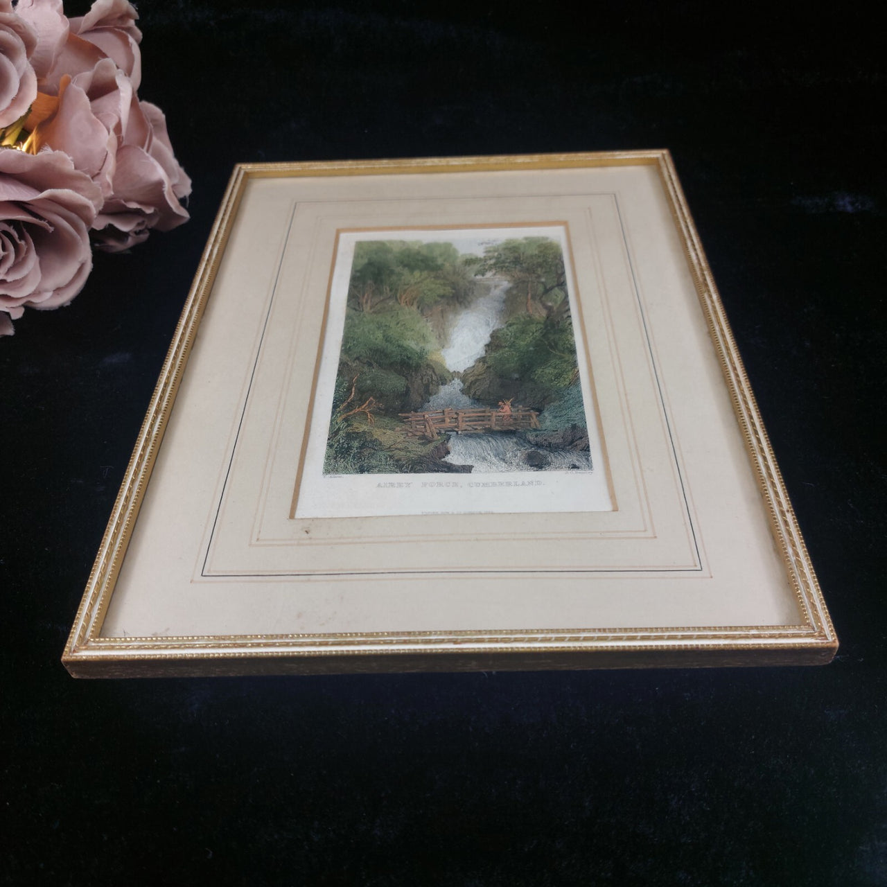Antique Engraving   - Airey Force Cumbria by T. Allom & J.C. Bentley 1833   7
