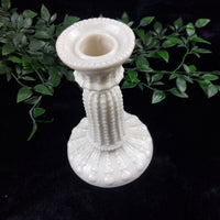 Thumbnail for Rare Milk Glass porcelain Candlestick Holder, Black Dot Chipped Rim & Base 6.5