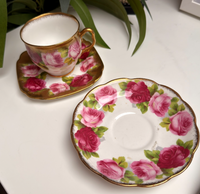Thumbnail for Royal Albert Old English Rose Trio Set Cup Saucer Plate Red Pink Floral Gilded.9