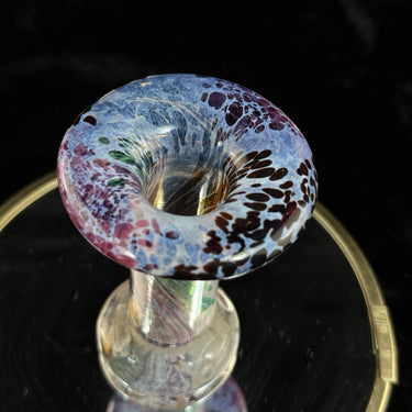 Studio Art Glass Mini Vase Swirled Multicolor Pulled Rim Blown Glass 3.5”1