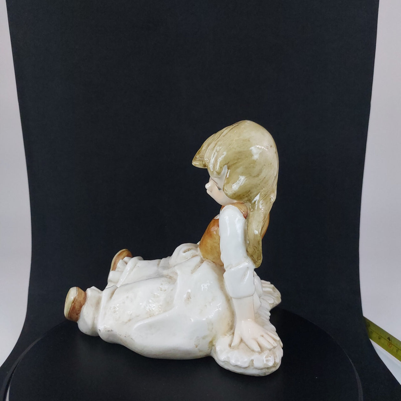 Vintage Italy - Ceramic 1950s A. Santini Little Girl Sitting Glazed Figurine1