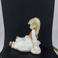 Thumbnail for Vintage Italy - Ceramic 1950s A. Santini Little Girl Sitting Glazed Figurine1