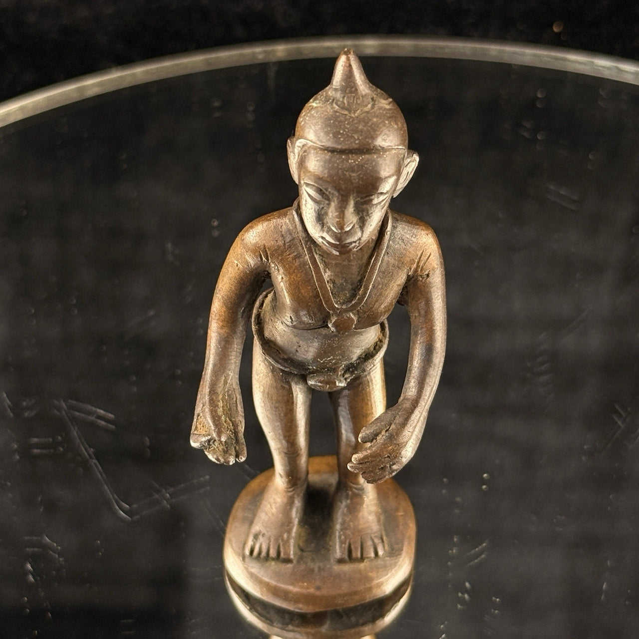 Antique Bronze Tribal Figure African Style Metal Sculpture – Worn Hand. 4” Tall 9