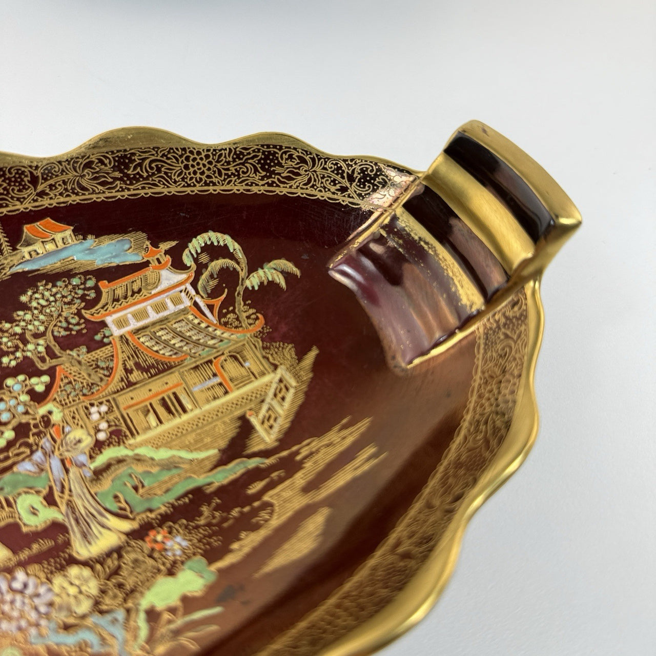 Carlton Ware Rouge Royale Oval Dish Gilded Oriental Dish Gold Trim China Plate6