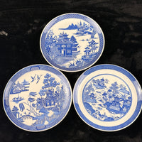 Thumbnail for Spode Mint Danbury Willow Pattern Plates x3 Temple Landscape antique Blue White18