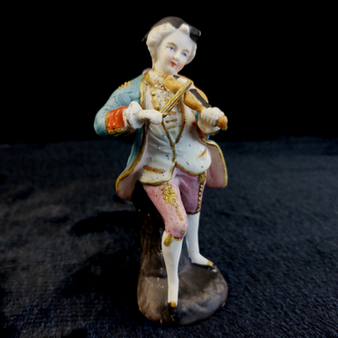 Antique Porcelain Figurine Violinist Rococo Style 5.5