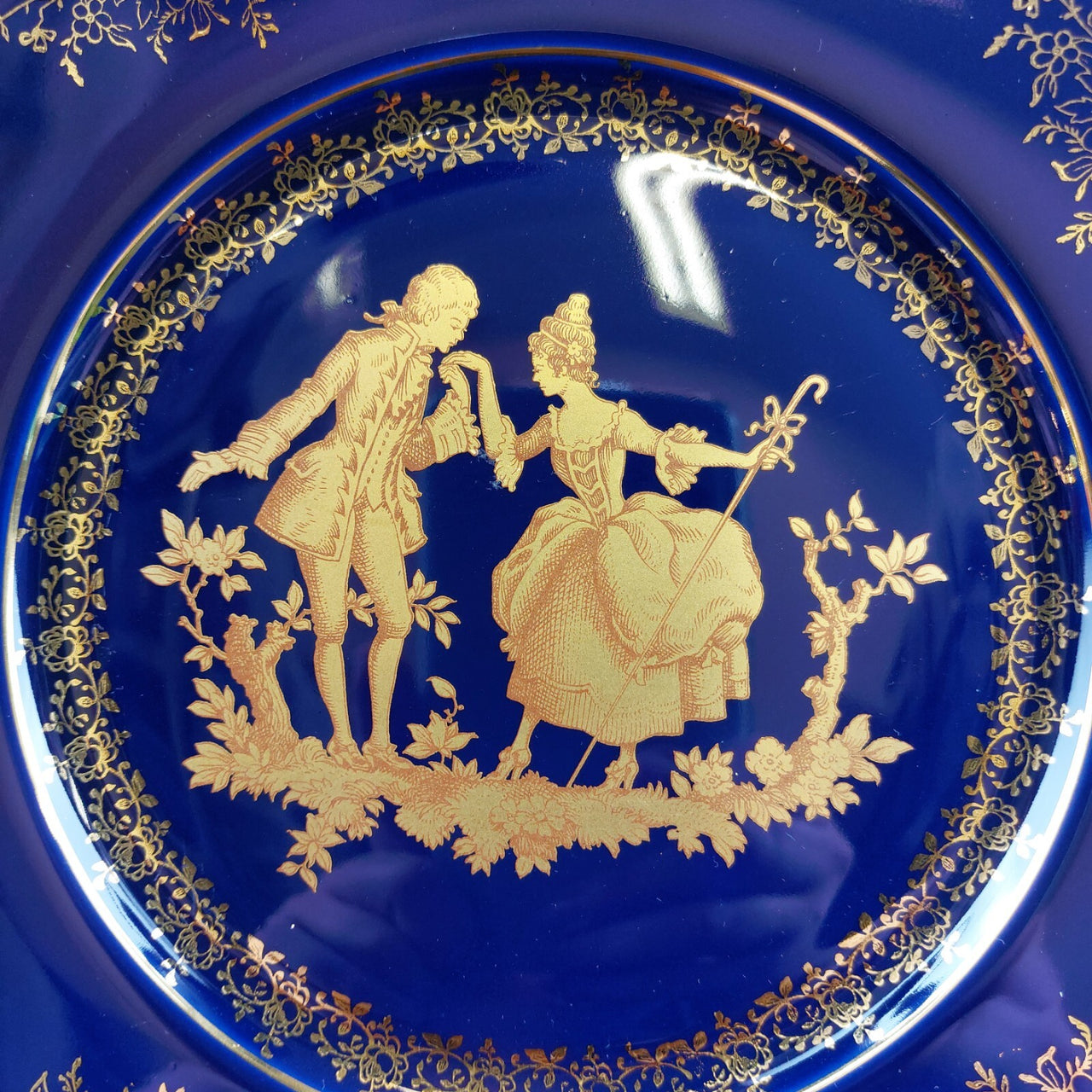 Limoges Royal Blue  Glaze & Decorative Plate  Miniature Porcelain  Wall 3 Plates18