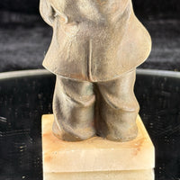 Thumbnail for Drunkard Bronze Figurine on Marble Base Man Drinking Bottle 5” Bar Art11