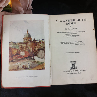 RARE 1936 A Wanderer in Rome by E.V. Lucas Ex-Library Methuen 4th Edition Fourth0