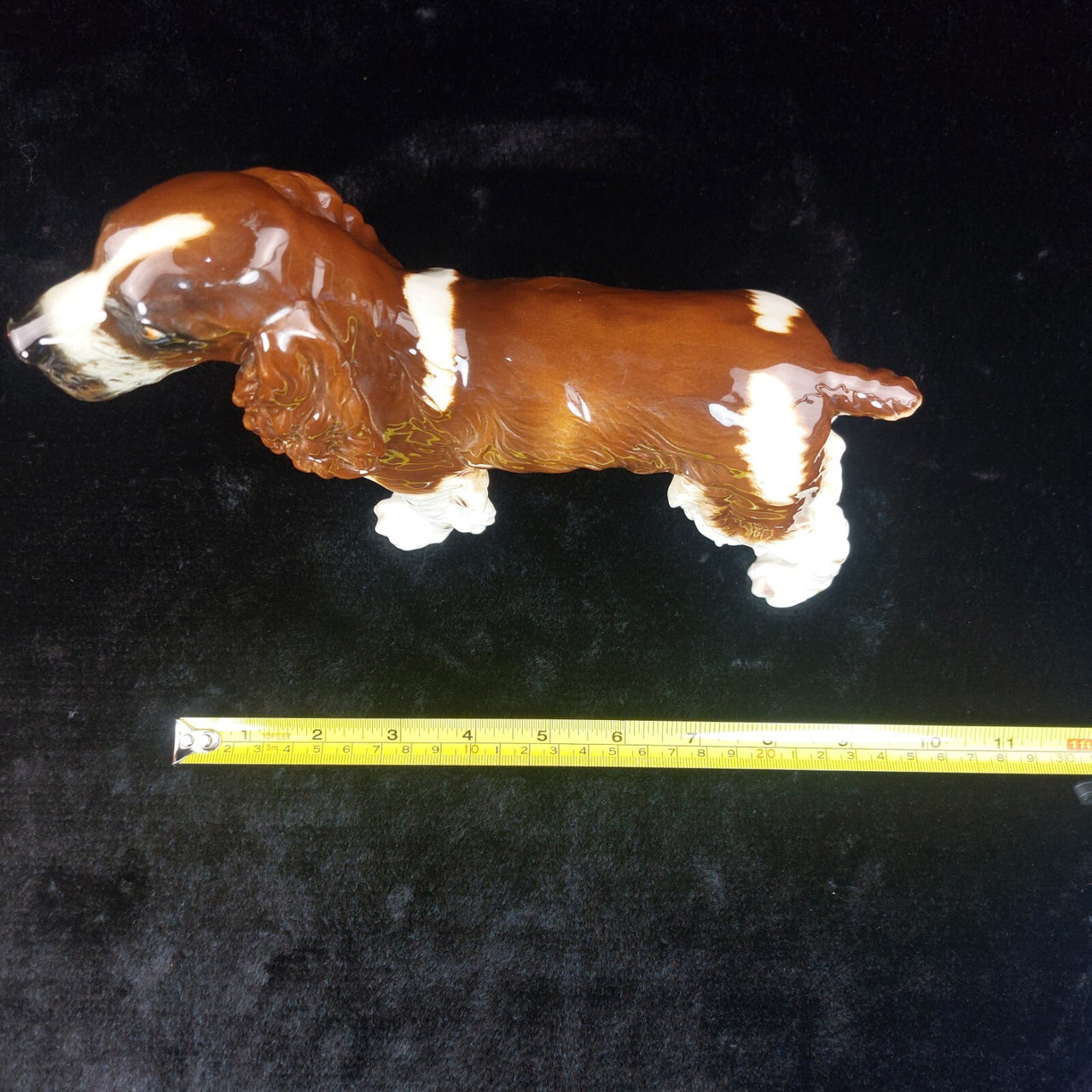 Goebel Spaniel Dog Figurine Porcelain Germany Brown White 9" Vintage Statue 197510