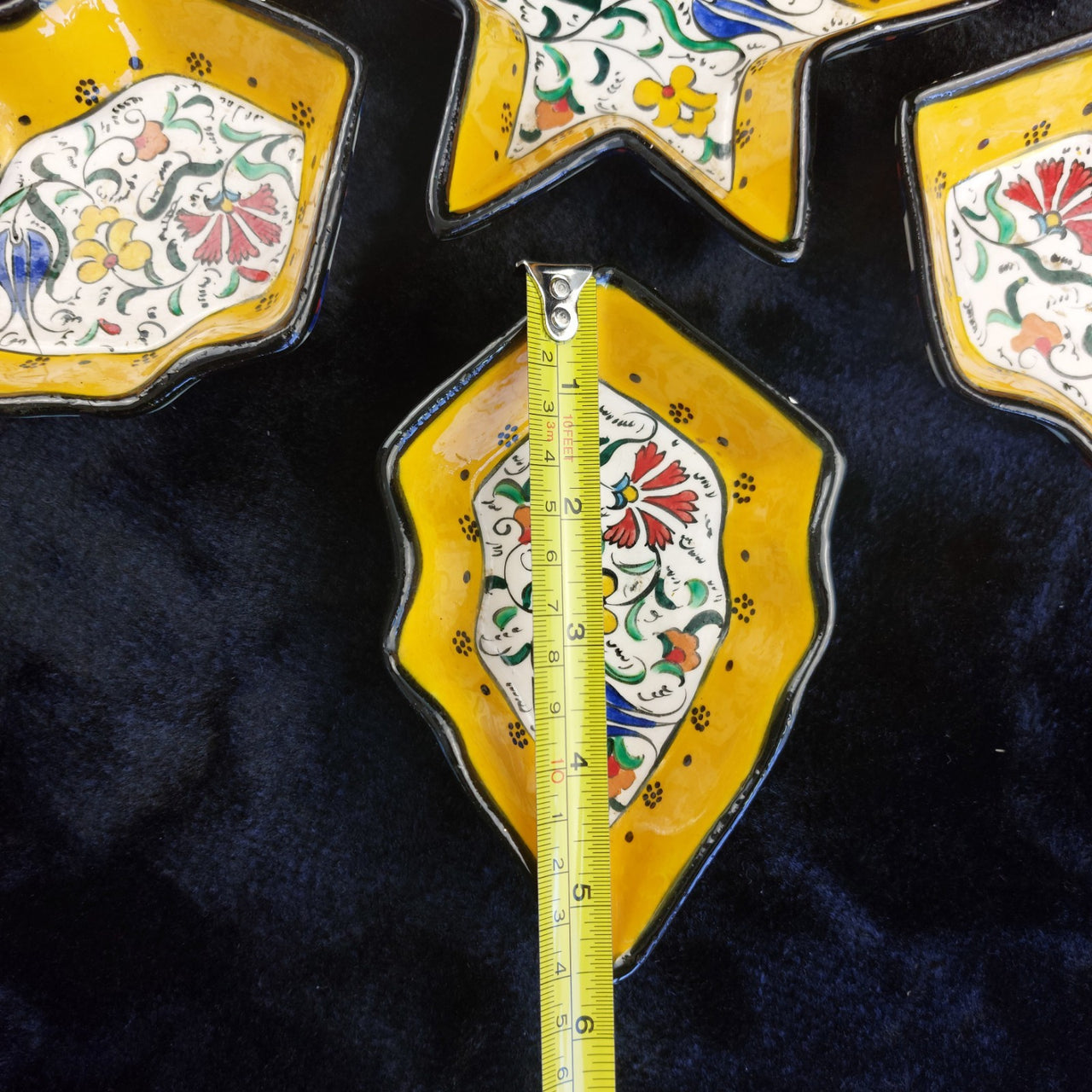 Ceramic Floral Yellow Star Dish Set – Turkish Style 7-Piece Decorative Handmade6