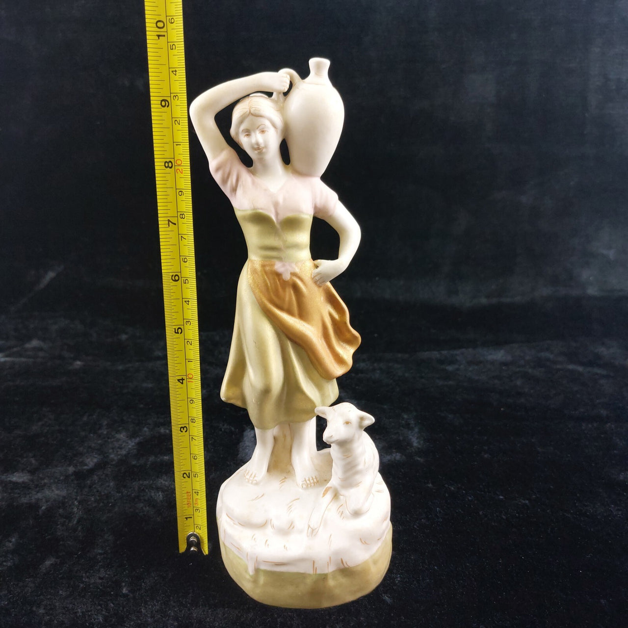 Royal Dux Silky   Figurine  Porcelain -Woman with Water Jug and Dog 1960–1978 .6