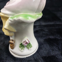 Thumbnail for Capodimonte Porcelain Figurine Seated Girl Flowers Pink Yellow Gold 7.5in decor9