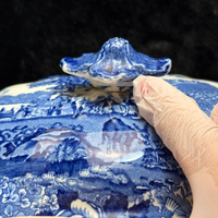 Thumbnail for Adams Cattle Scenery Blue Transferware Tureen with Lid 11