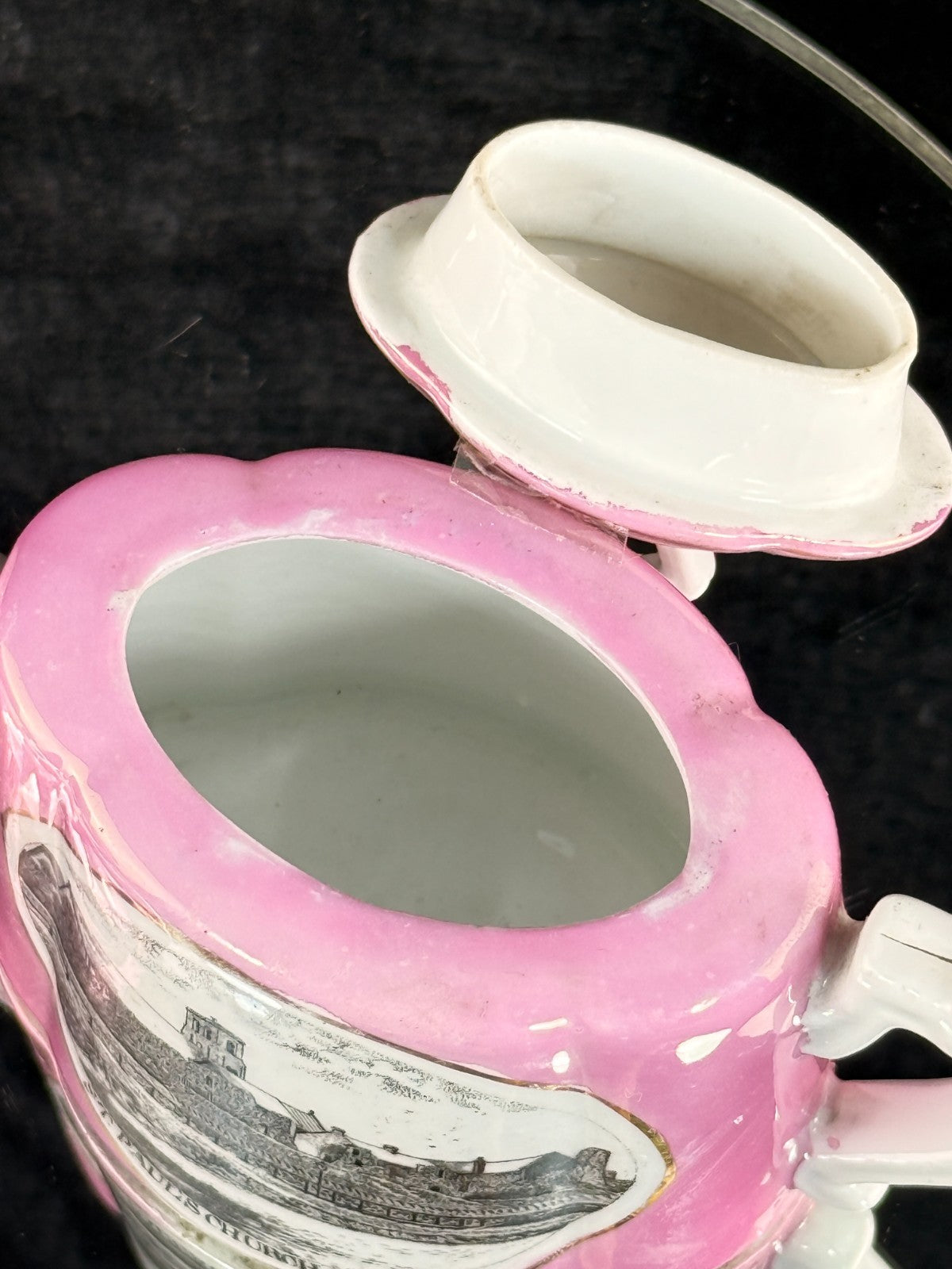 Clear & Pink Collectibles Lot - Miniature Souvenir Teapot & Crystal Diamond Rare8