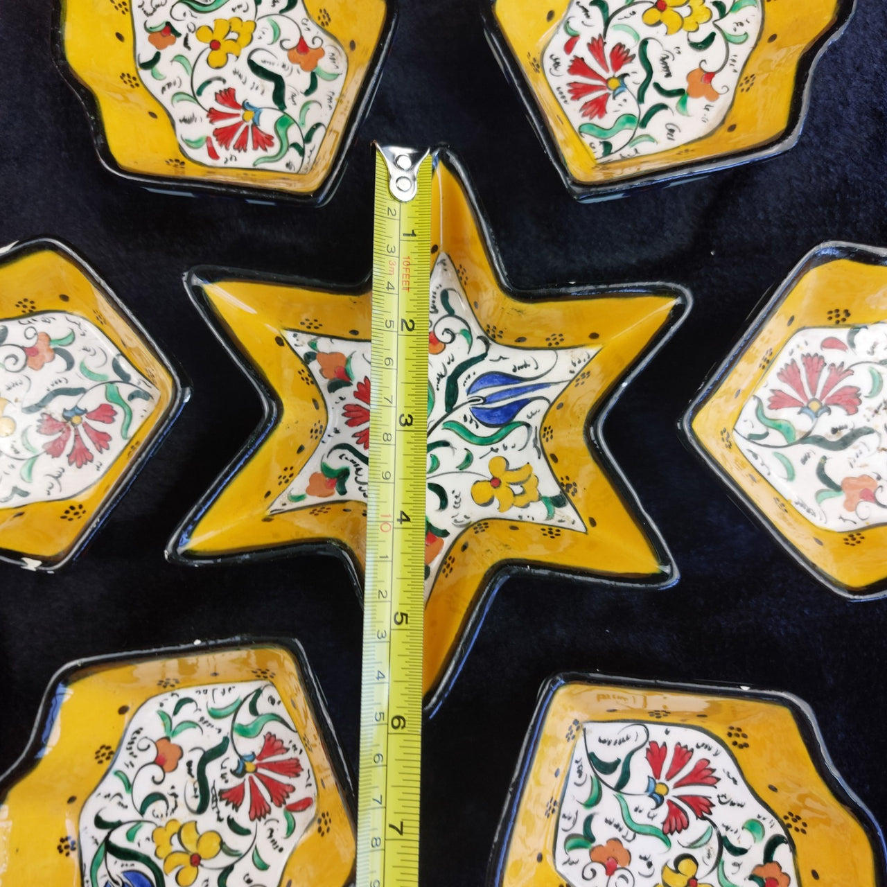 Ceramic Floral Yellow Star Dish Set – Turkish Style 7-Piece Decorative Handmade7