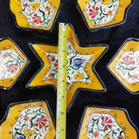 Thumbnail for Ceramic Floral Yellow Star Dish Set – Turkish Style 7-Piece Decorative Handmade7