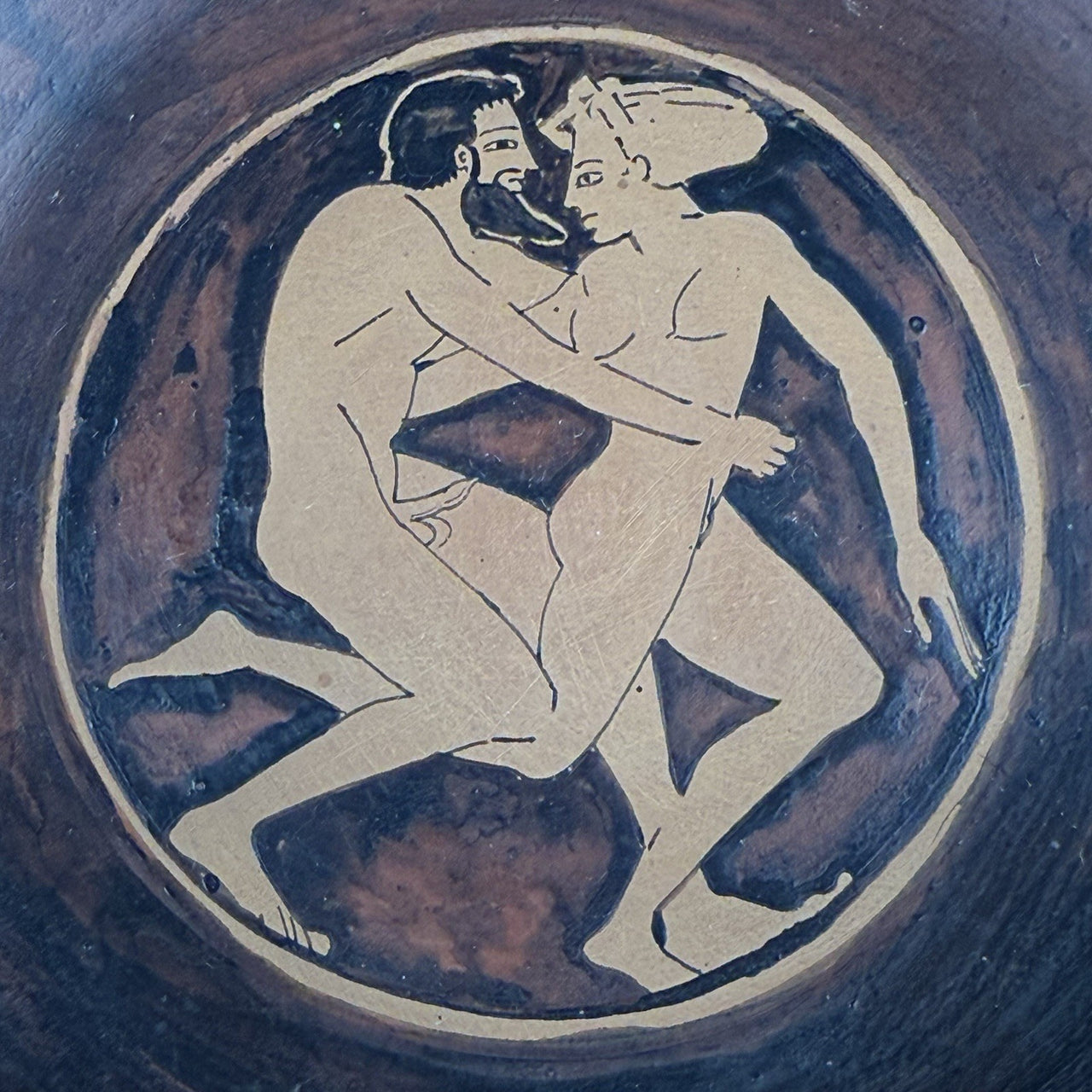Ancient Greek Style Pottery Kylix Cup - Red-Figure "Real Copy" Signed by X. Sara7
