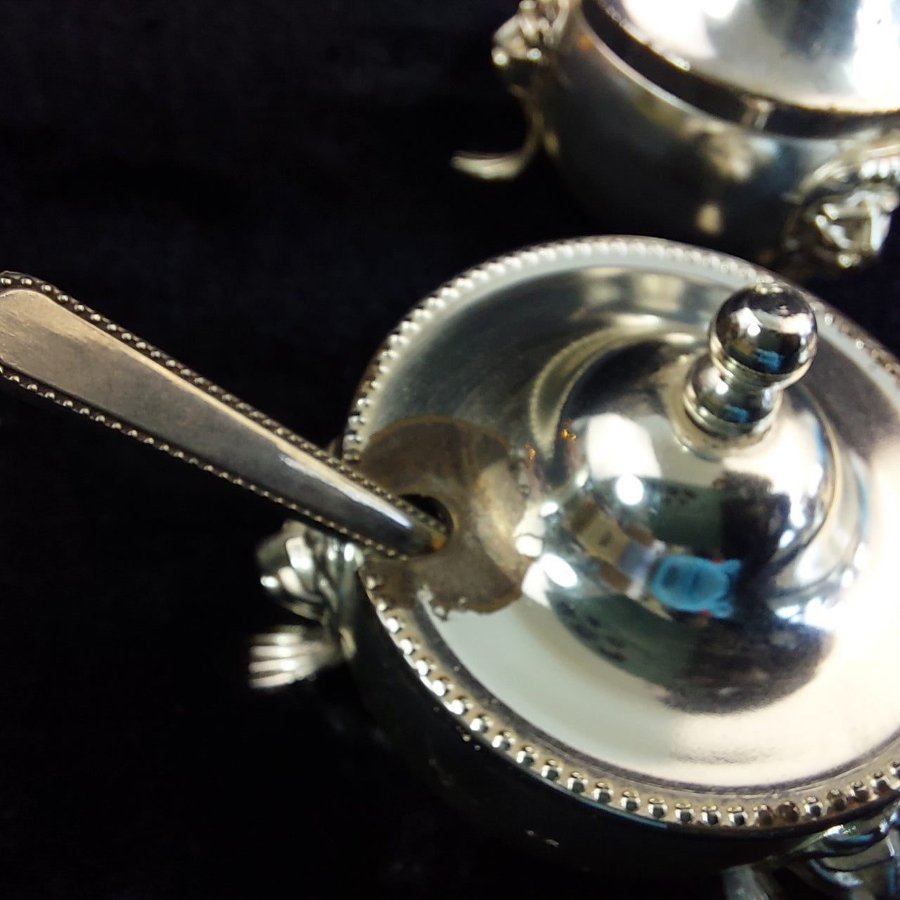 England Silver Plated Condiment Set 4.5" Lion Mask Legs Salt Mustard Pepper13